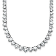 14k White Gold 25 3/8 carat Lab Grown Diamond VS/SI+ G+ Complete Round 16 inch Graduated Tennis Necklace