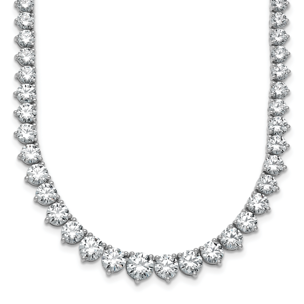 14k White Gold 25 3/8 carat Lab Grown Diamond VS+ F+ Complete Round 16 inch Graduated Tennis Necklace