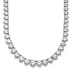 14k White Gold 25 3/8 carat Lab Grown Diamond VS+ F+ Complete Round 16 inch Graduated Tennis Necklace