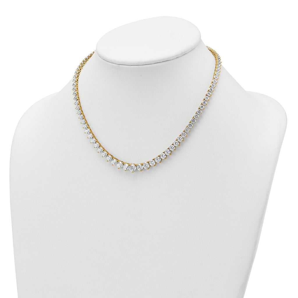 14k 25 3/8 carat Certified Lab Grown Diamond VS/SI+ G+ Complete Round 16 inch Graduated Tennis Necklace
