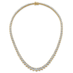 14k 25 3/8 carat Lab Grown Diamond VS+ F+ Complete Round 16 inch Graduated Tennis Necklace