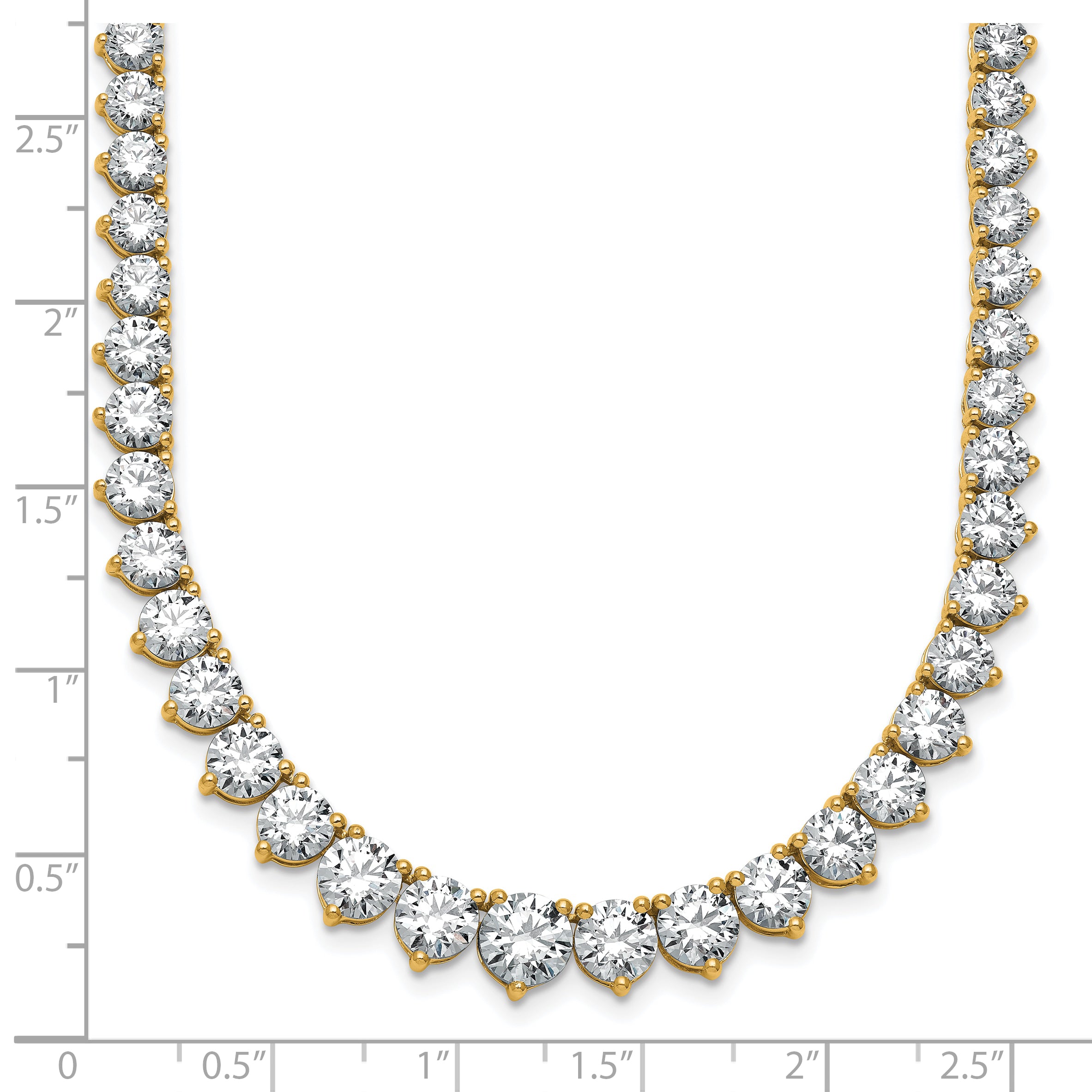 14k 25 3/8 carat Lab Grown Diamond VS+ F+ Complete Round 16 inch Graduated Tennis Necklace