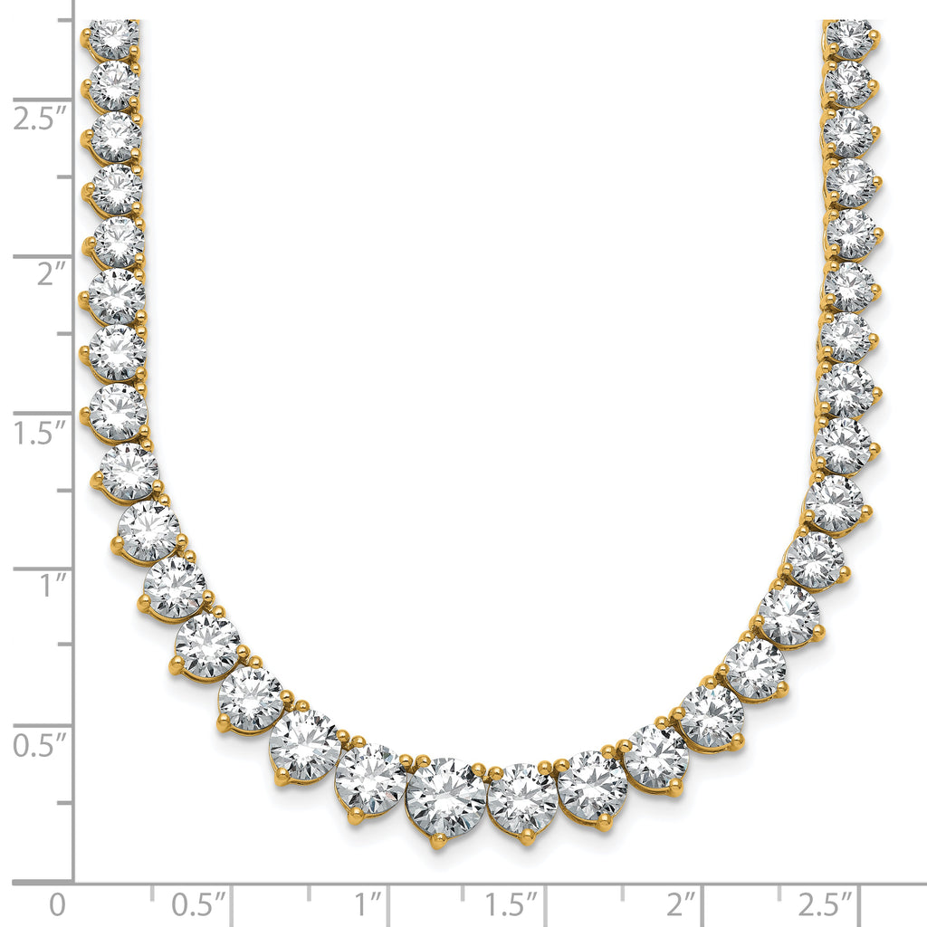 14k 25 3/8 carat Certified Lab Grown Diamond VS/SI+ G+ Complete Round 16 inch Graduated Tennis Necklace