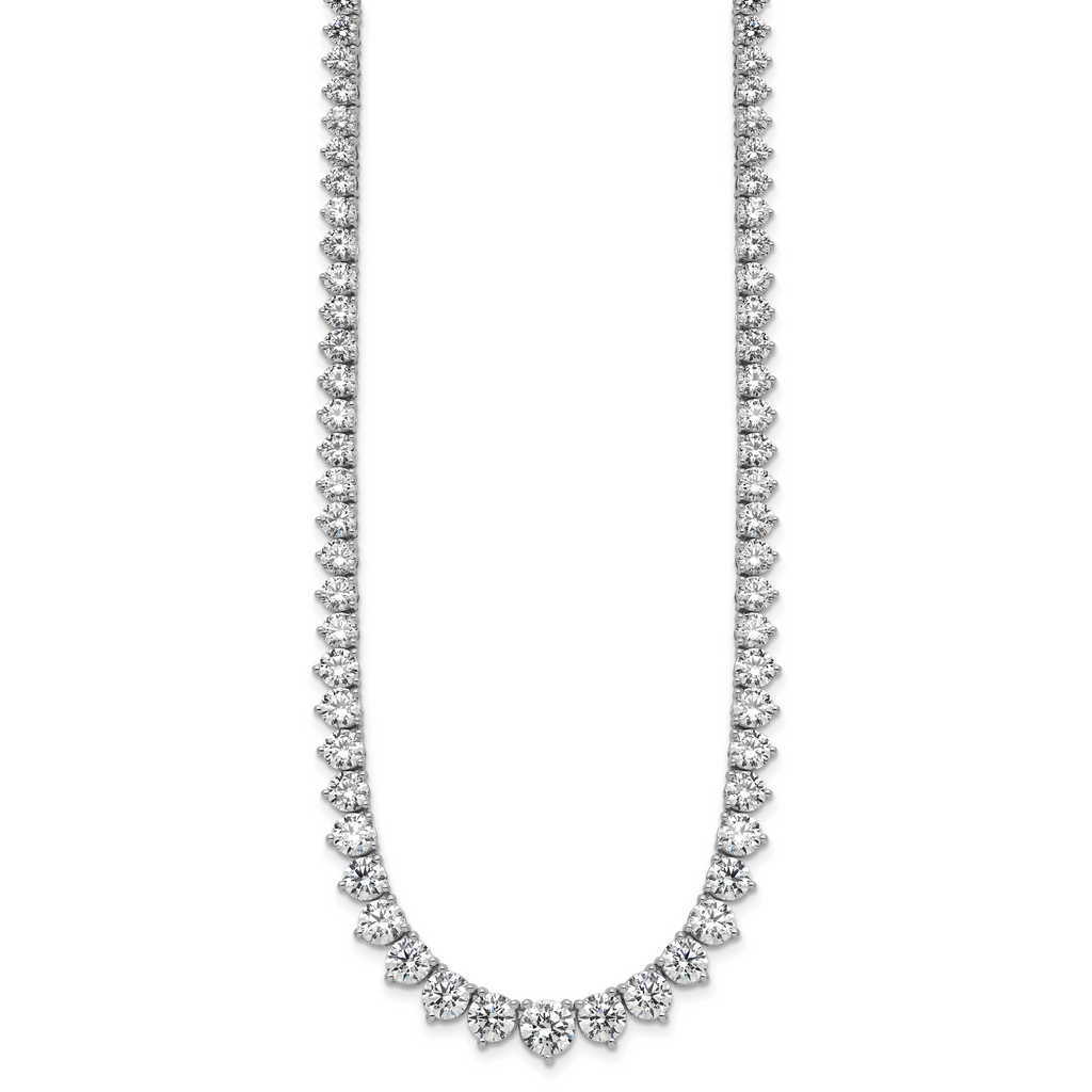 14k White Gold 26 3/4 carat Certified Lab Grown Diamond VS/SI+ G+ Complete Round 18 inch Graduated Tennis Necklace