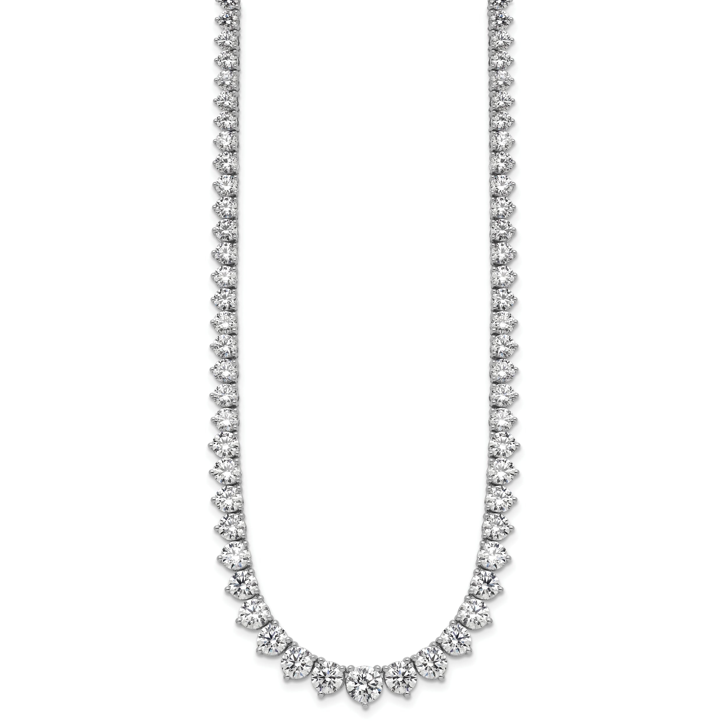 14k White Gold 26 3/4 carat Certified Lab Grown Diamond VS+ F+ Complete Round 18 inch Graduated Tennis Necklace