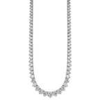 14k White Gold 26 3/4 carat Lab Grown Diamond VS+ F+ Complete Round 18 inch Graduated Tennis Necklace