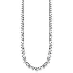14k White Gold 26 3/4 carat Lab Grown Diamond VS+ F+ Complete Round 18 inch Graduated Tennis Necklace