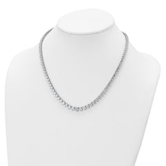 14k White Gold 26 3/4 carat Certified Lab Grown Diamond VS+ F+ Complete Round 18 inch Graduated Tennis Necklace