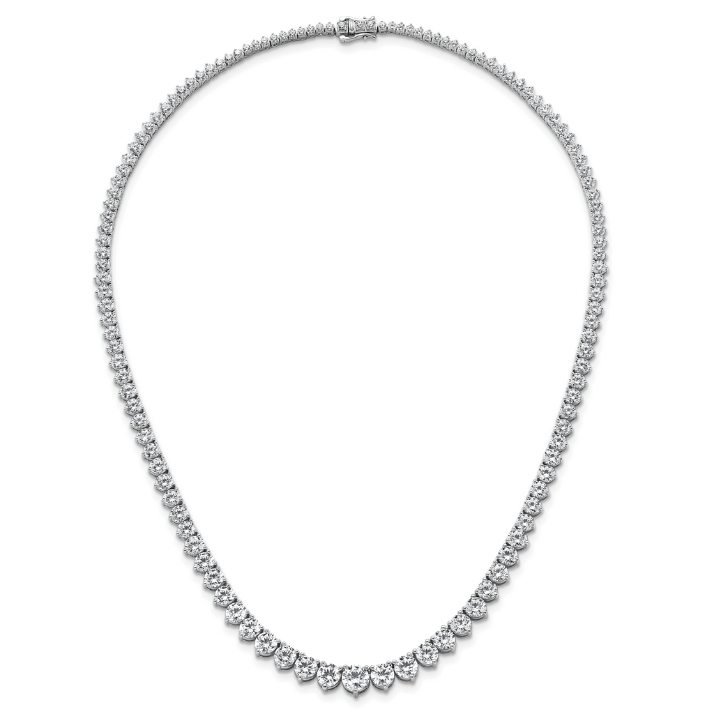 14k White Gold 26 3/4 carat Certified Lab Grown Diamond VS/SI+ G+ Complete Round 18 inch Graduated Tennis Necklace