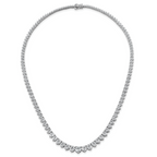 14k White Gold 26 3/4 carat Lab Grown Diamond VS/SI+ G+ Complete Round 18 inch Graduated Tennis Necklace