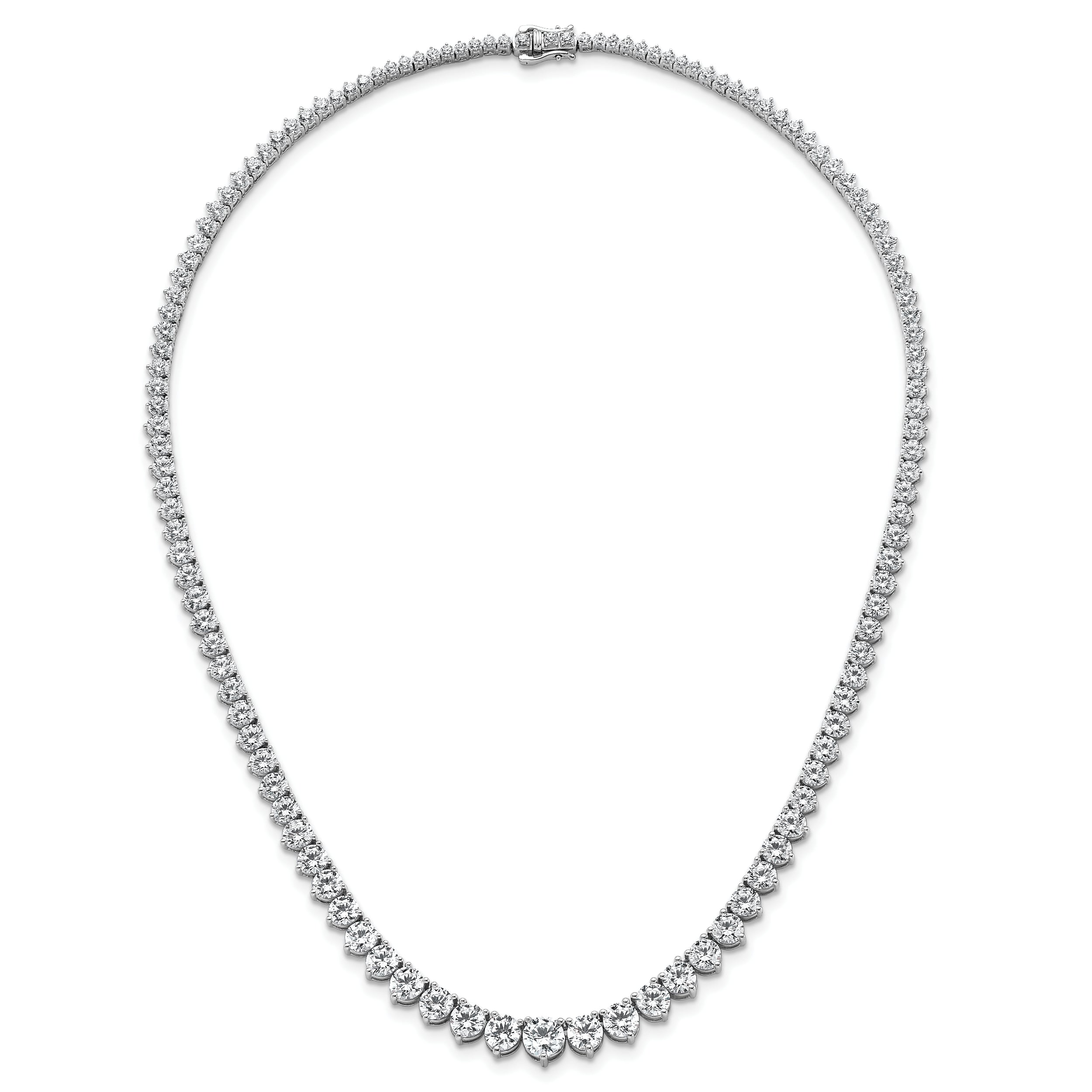 14k White Gold 26 3/4 carat Certified Lab Grown Diamond VS+ F+ Complete Round 18 inch Graduated Tennis Necklace