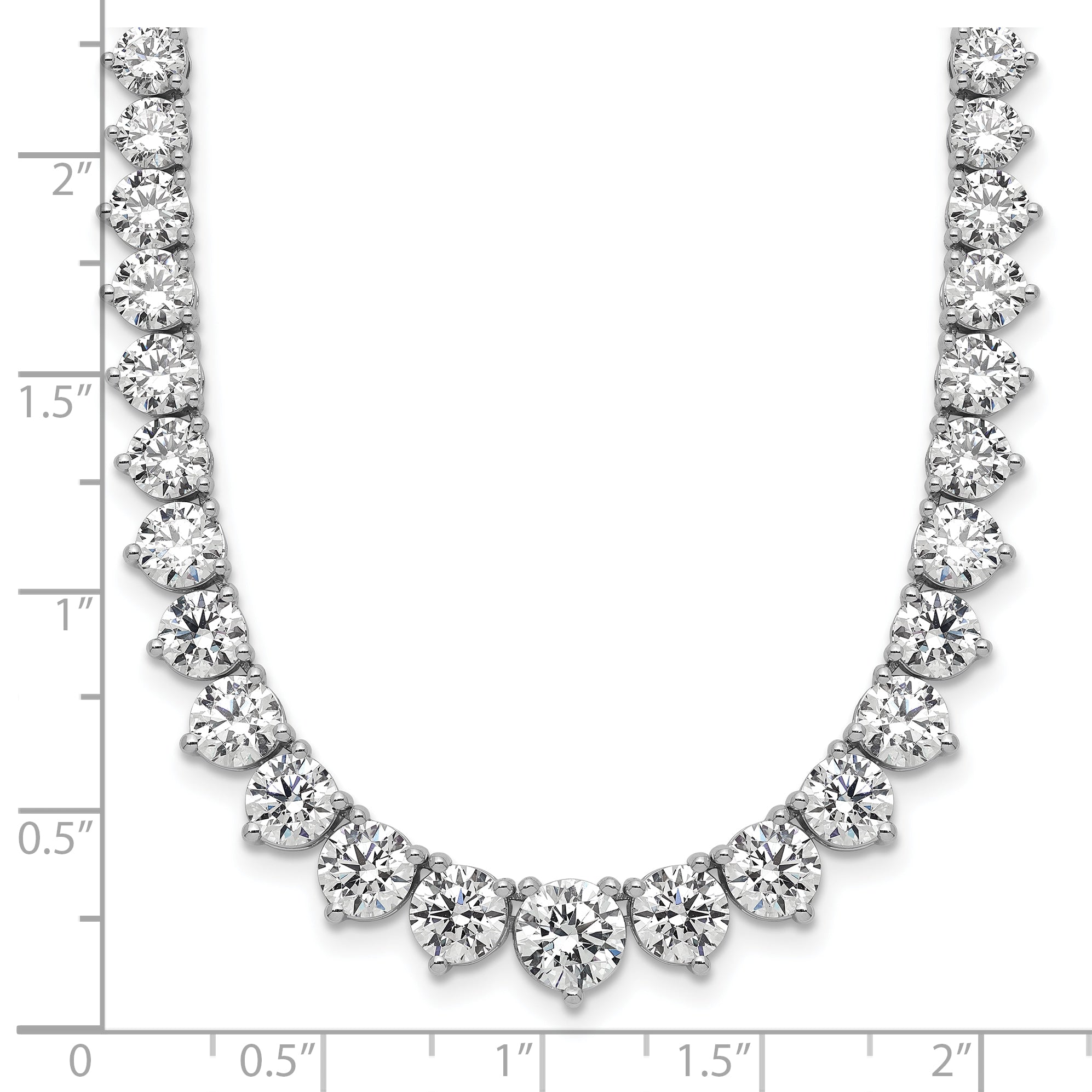 14k White Gold 26 3/4 carat Certified Lab Grown Diamond VS+ F+ Complete Round 18 inch Graduated Tennis Necklace