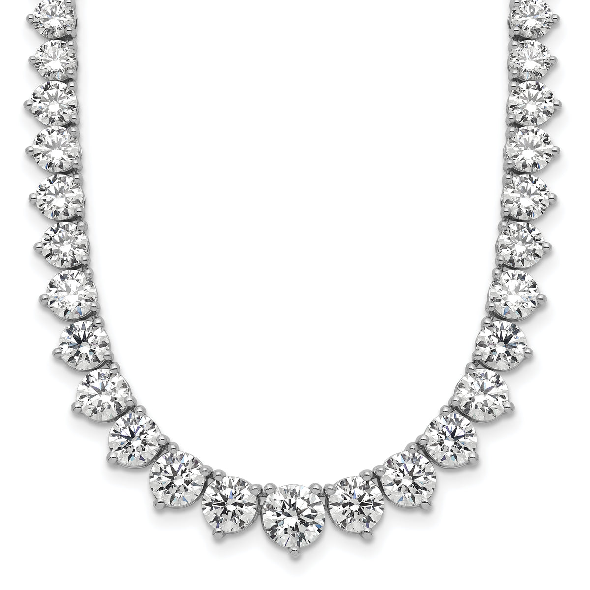 14k White Gold 26 3/4 carat Lab Grown Diamond VS+ F+ Complete Round 18 inch Graduated Tennis Necklace