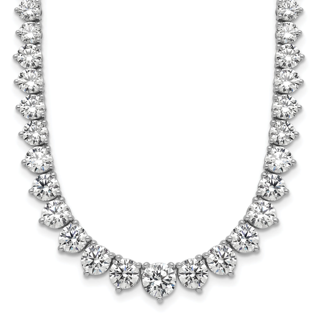 14k White Gold 26 3/4 carat Lab Grown Diamond VS/SI+ G+ Complete Round 18 inch Graduated Tennis Necklace