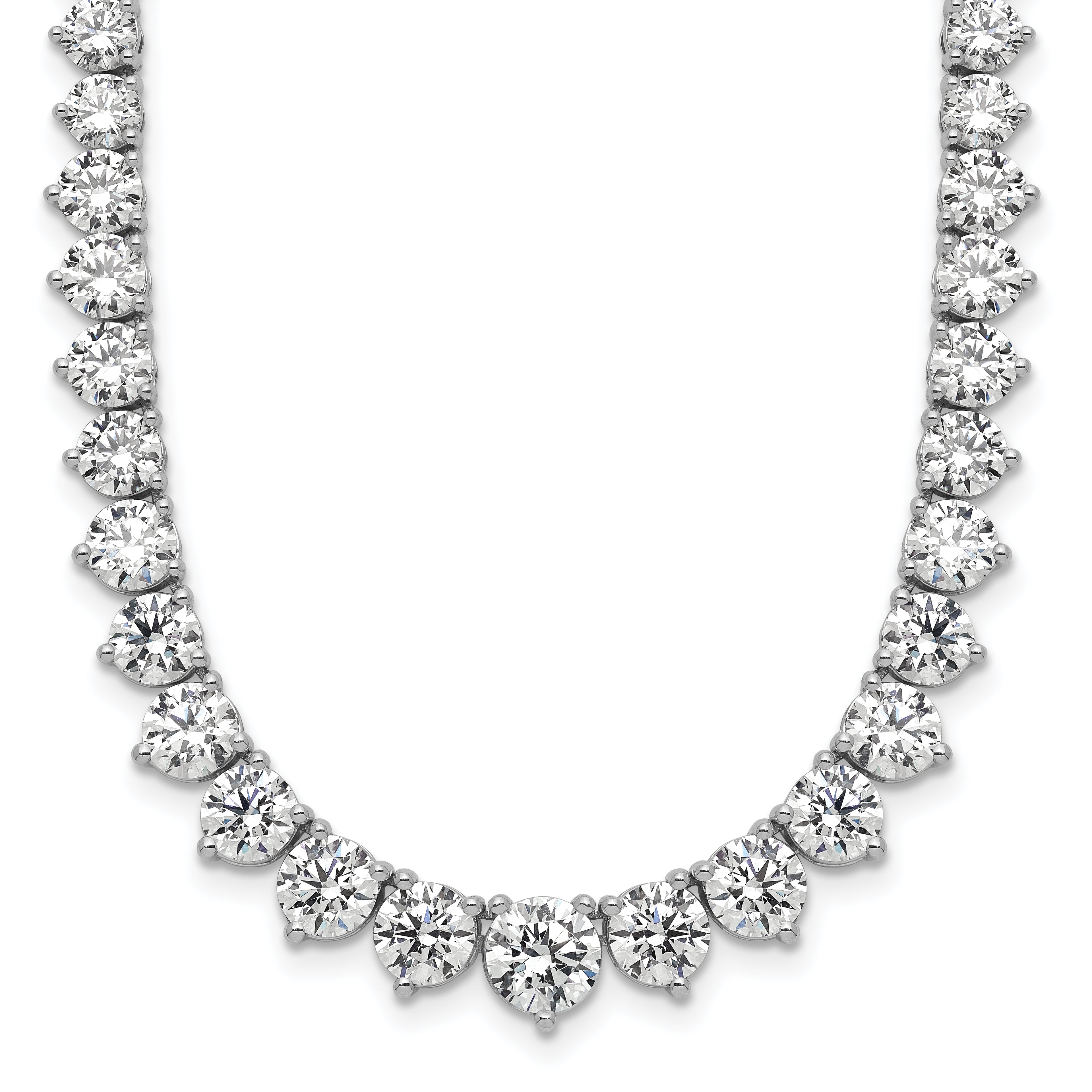 14k White Gold 26 3/4 carat Lab Grown Diamond VS/SI+ G+ Complete Round 18 inch Graduated Tennis Necklace