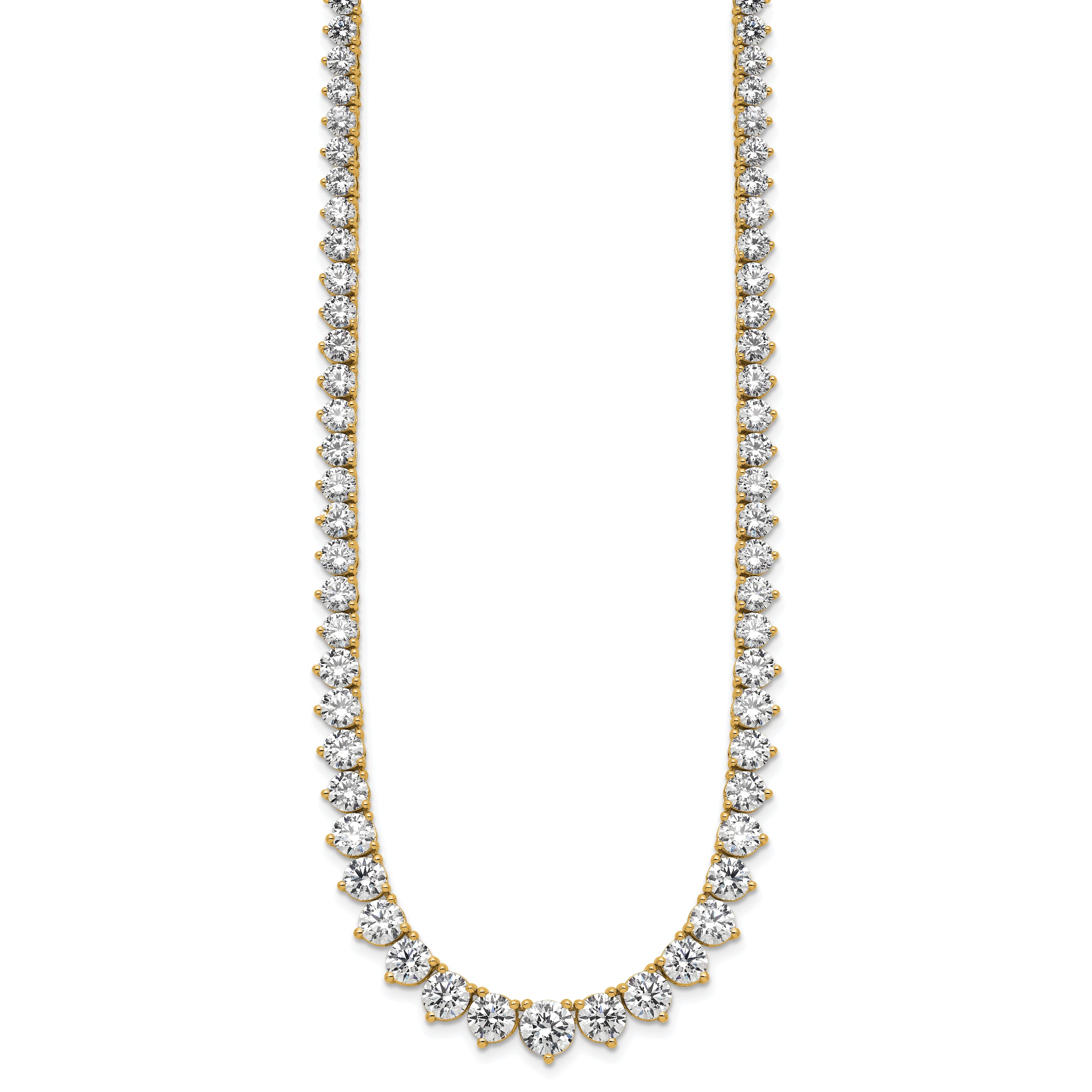 14k 26 3/4 carat Lab Grown Diamond VS+ F+ Complete Round 18 inch Graduated Tennis Necklace