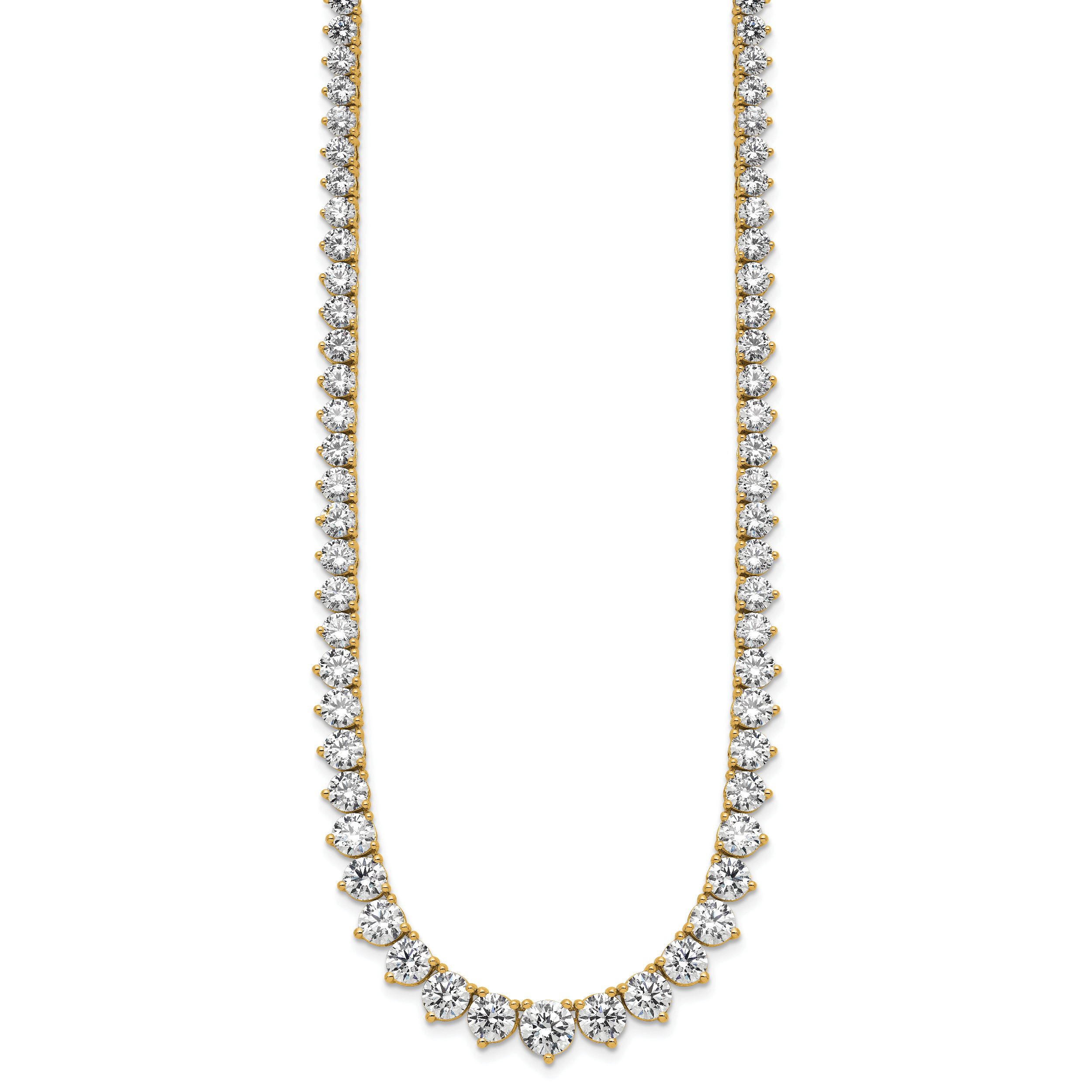 14k 26 3/4 carat Lab Grown Diamond VS+ F+ Complete Round 18 inch Graduated Tennis Necklace Secondary image