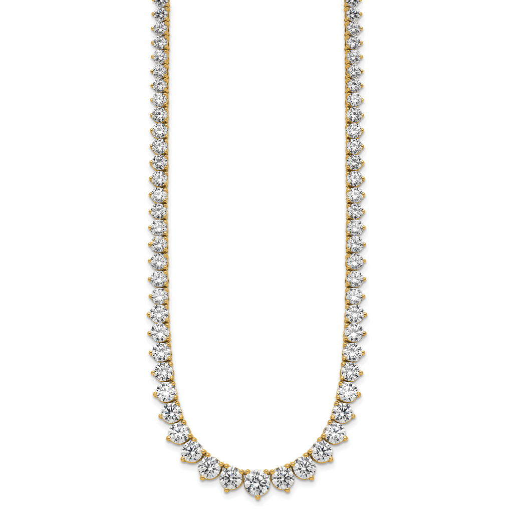 14k 26 3/4 carat Lab Grown Diamond VS/SI+ G+ Complete Round 18 inch Graduated Tennis Necklace