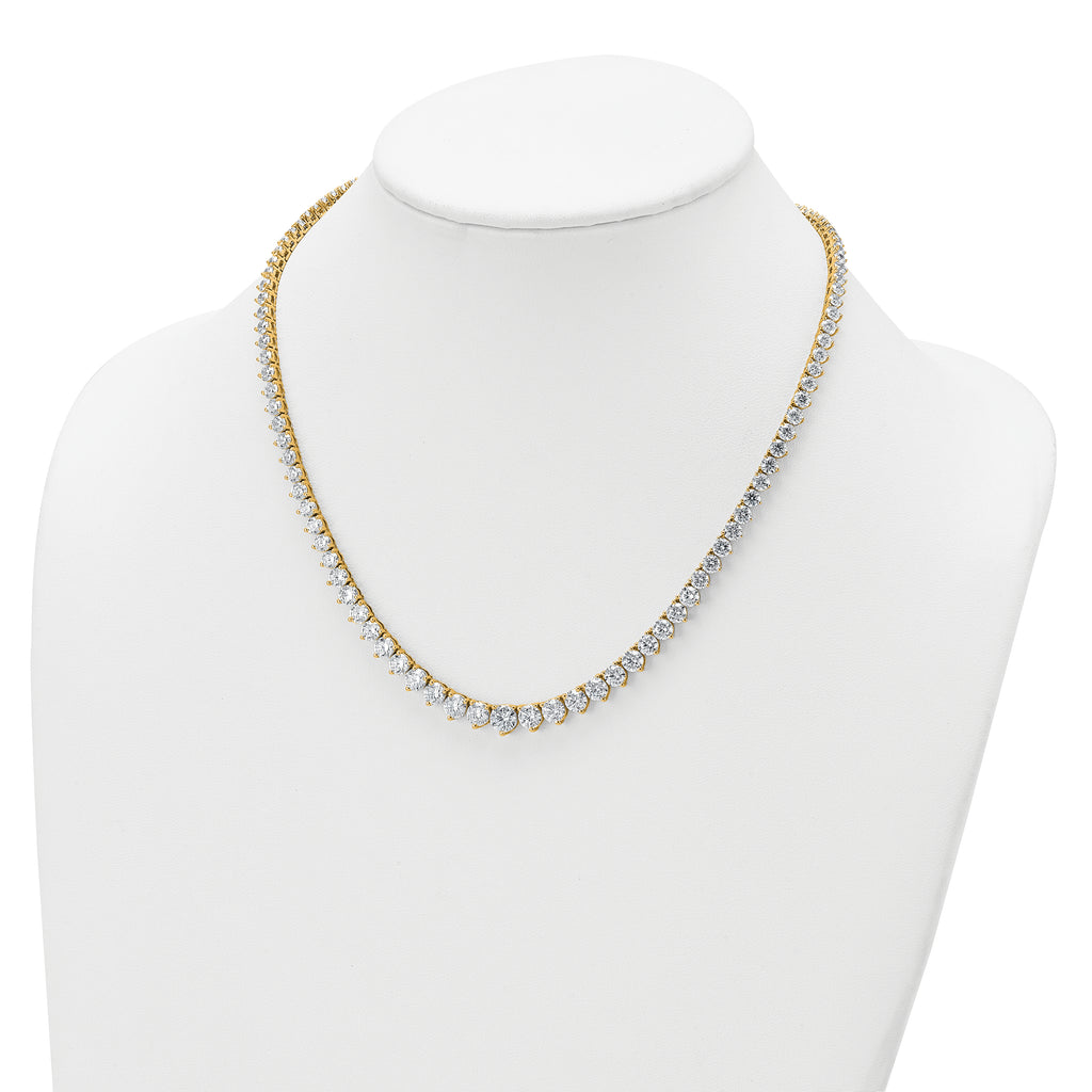 14k 26 3/4 carat Lab Grown Diamond VS+ F+ Complete Round 18 inch Graduated Tennis Necklace