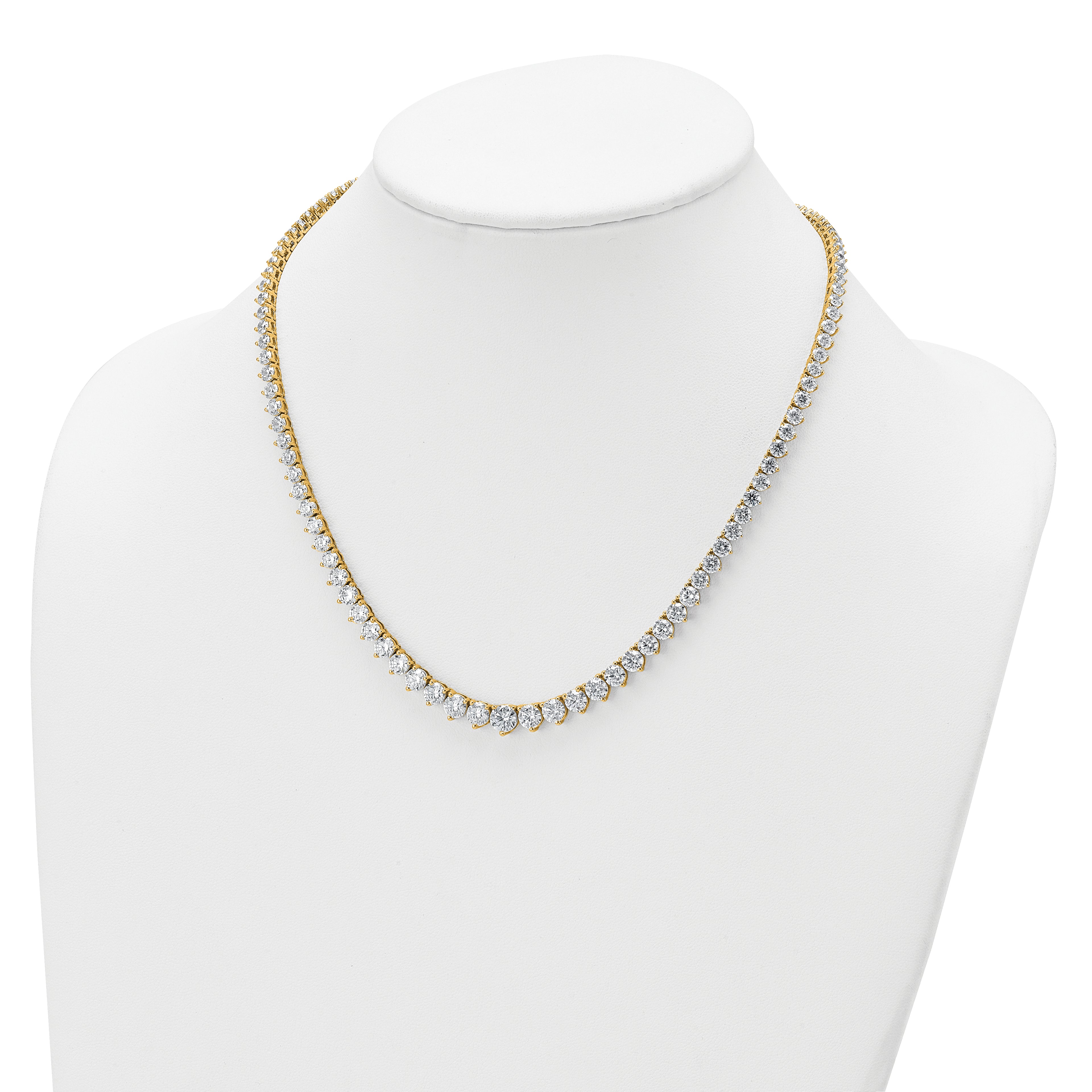 14k 26 3/4 carat Certified Lab Grown Diamond VS+ F+ Complete Round 18 inch Graduated Tennis Necklace