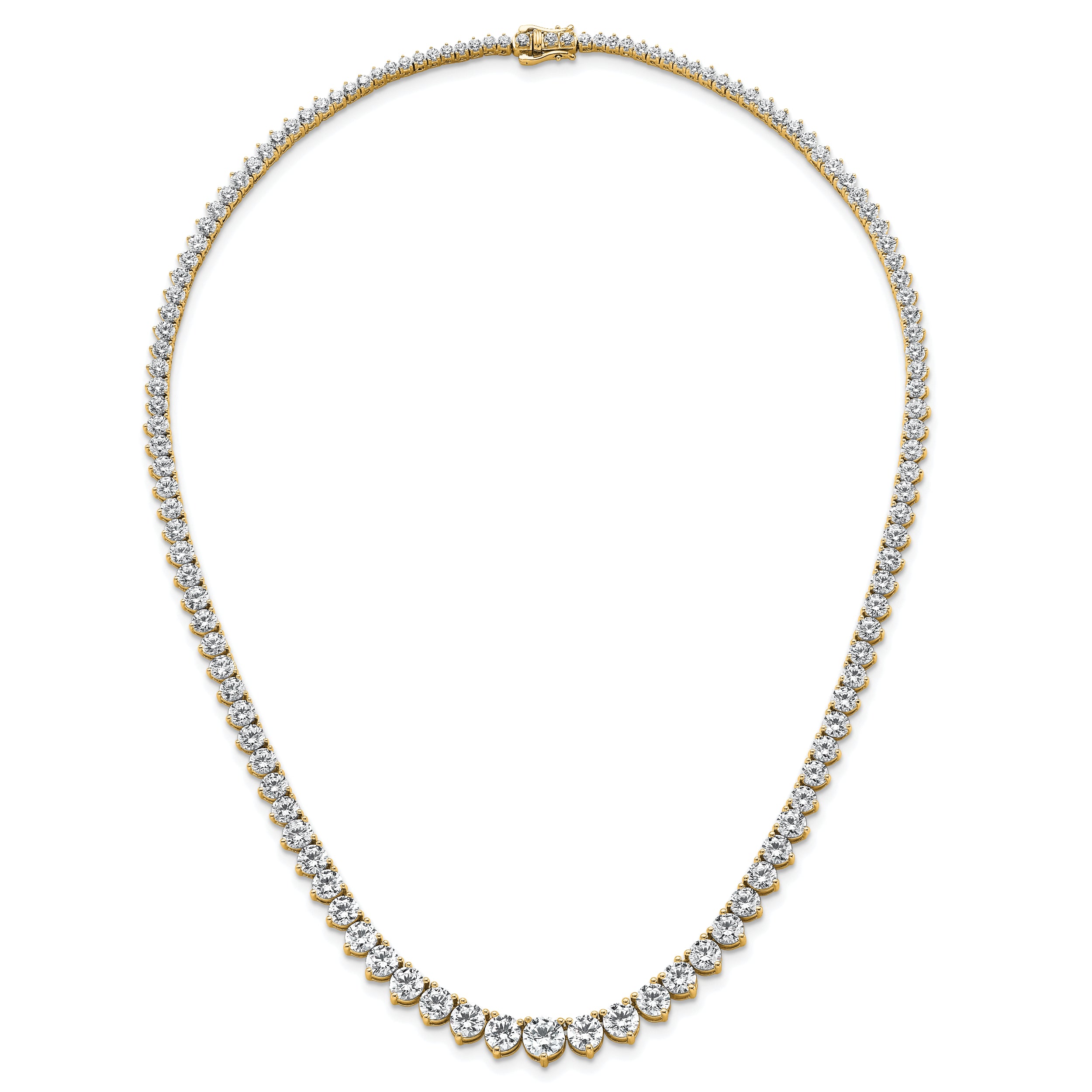 14k 26 3/4 carat Lab Grown Diamond VS+ F+ Complete Round 18 inch Graduated Tennis Necklace