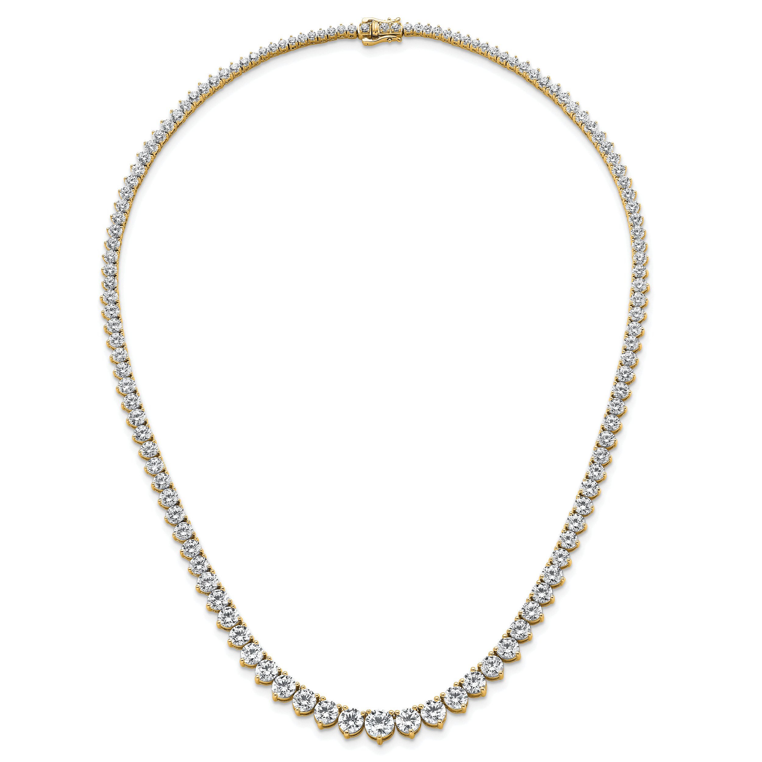 14k 26 3/4 carat Lab Grown Diamond VS/SI+ G+ Complete Round 18 inch Graduated Tennis Necklace