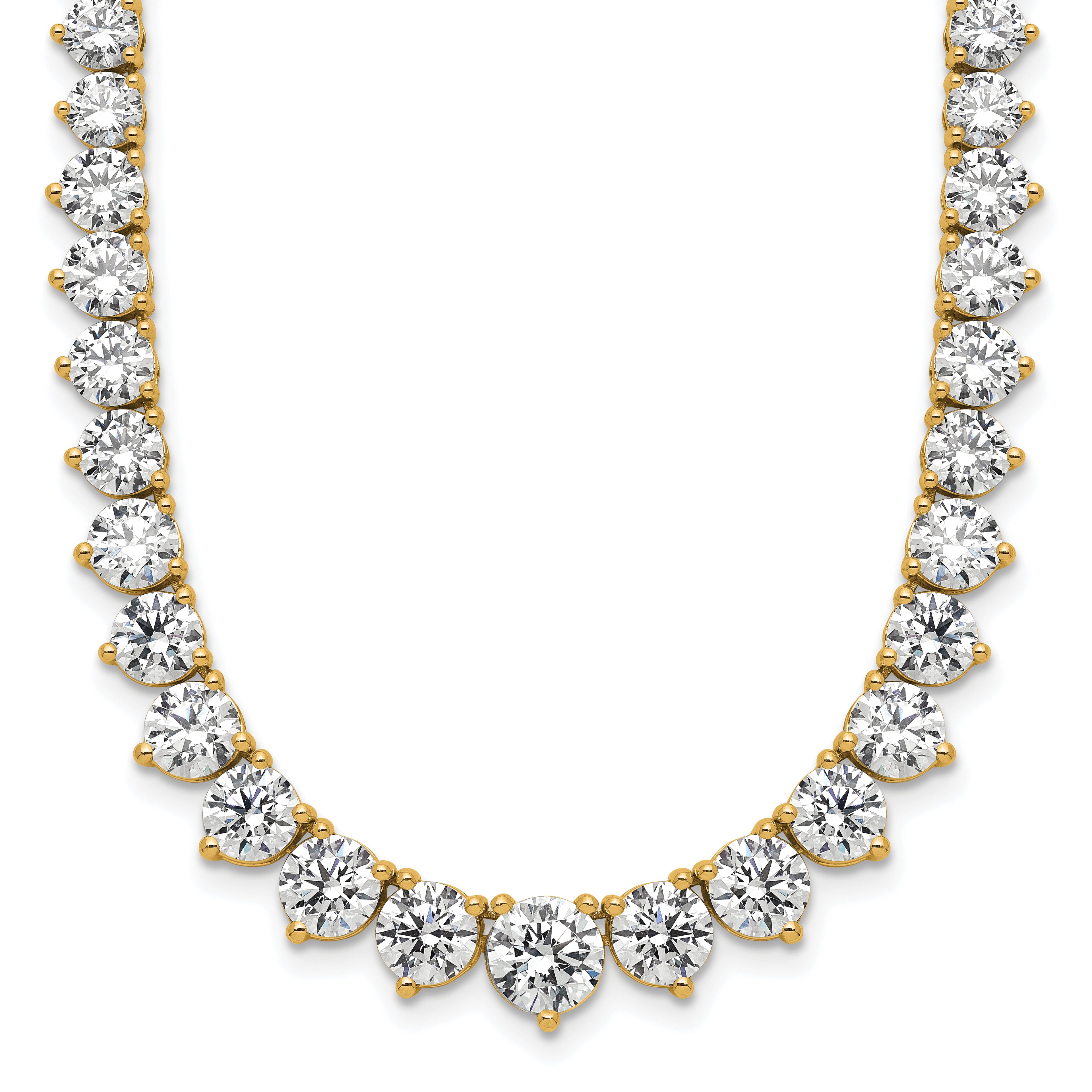 14k 26 3/4 carat Certified Lab Grown Diamond VS/SI+ G+ Complete Round 18 inch Graduated Tennis Necklace