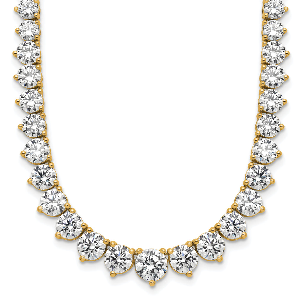 14k 26 3/4 carat Lab Grown Diamond VS+ F+ Complete Round 18 inch Graduated Tennis Necklace