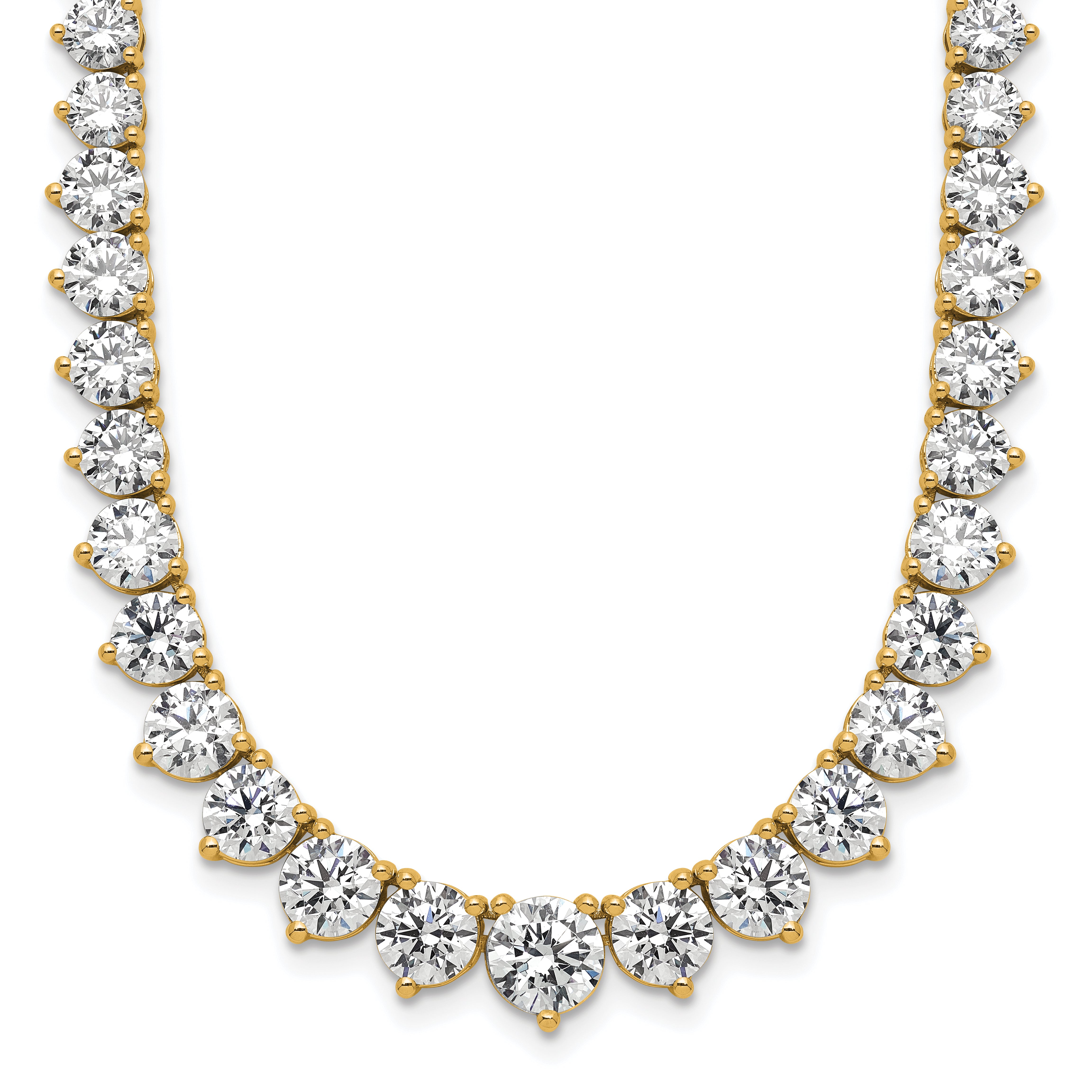 14k 26 3/4 carat Lab Grown Diamond VS/SI+ G+ Complete Round 18 inch Graduated Tennis Necklace