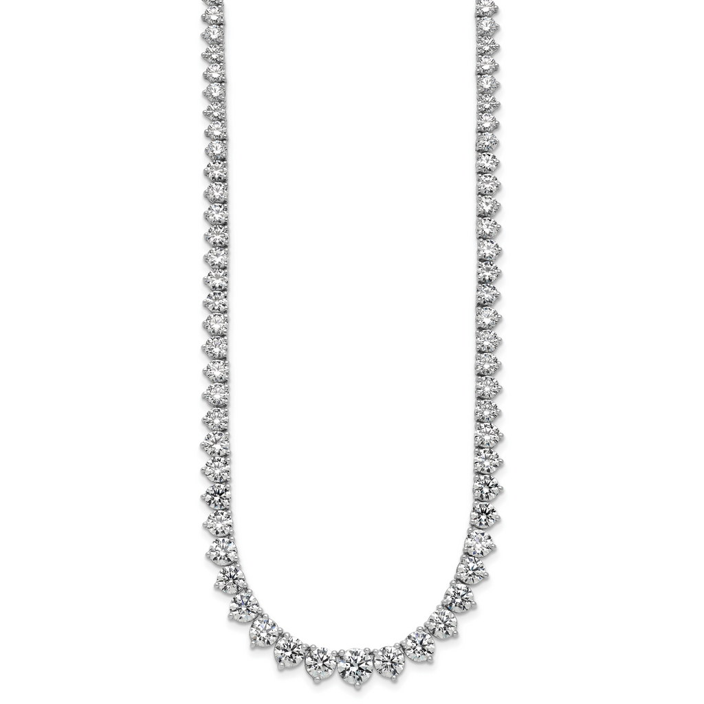14k White Gold 27 3/4 carat Lab Grown Diamond VS+ F+ Complete Round 16 inch Graduated Tennis Necklace