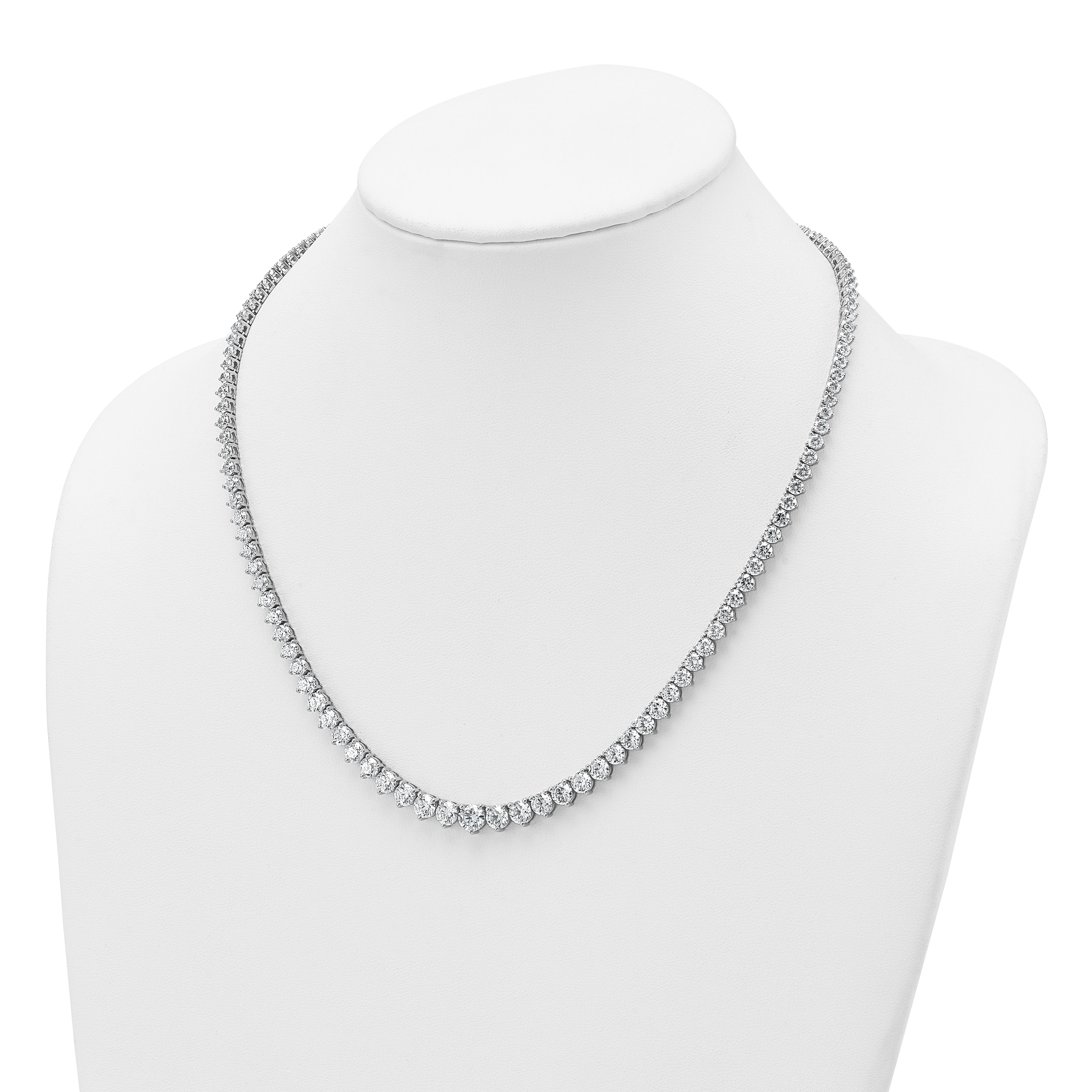 14k White Gold 27 3/4 carat Certified Lab Grown Diamond VS/SI+ G+ Complete Round 16 inch Graduated Tennis Necklace