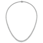 14k White Gold 27 3/4 carat Certified Lab Grown Diamond VS/SI+ G+ Complete Round 16 inch Graduated Tennis Necklace
