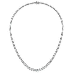 14k White Gold 27 3/4 carat Certified Lab Grown Diamond VS/SI+ G+ Complete Round 16 inch Graduated Tennis Necklace