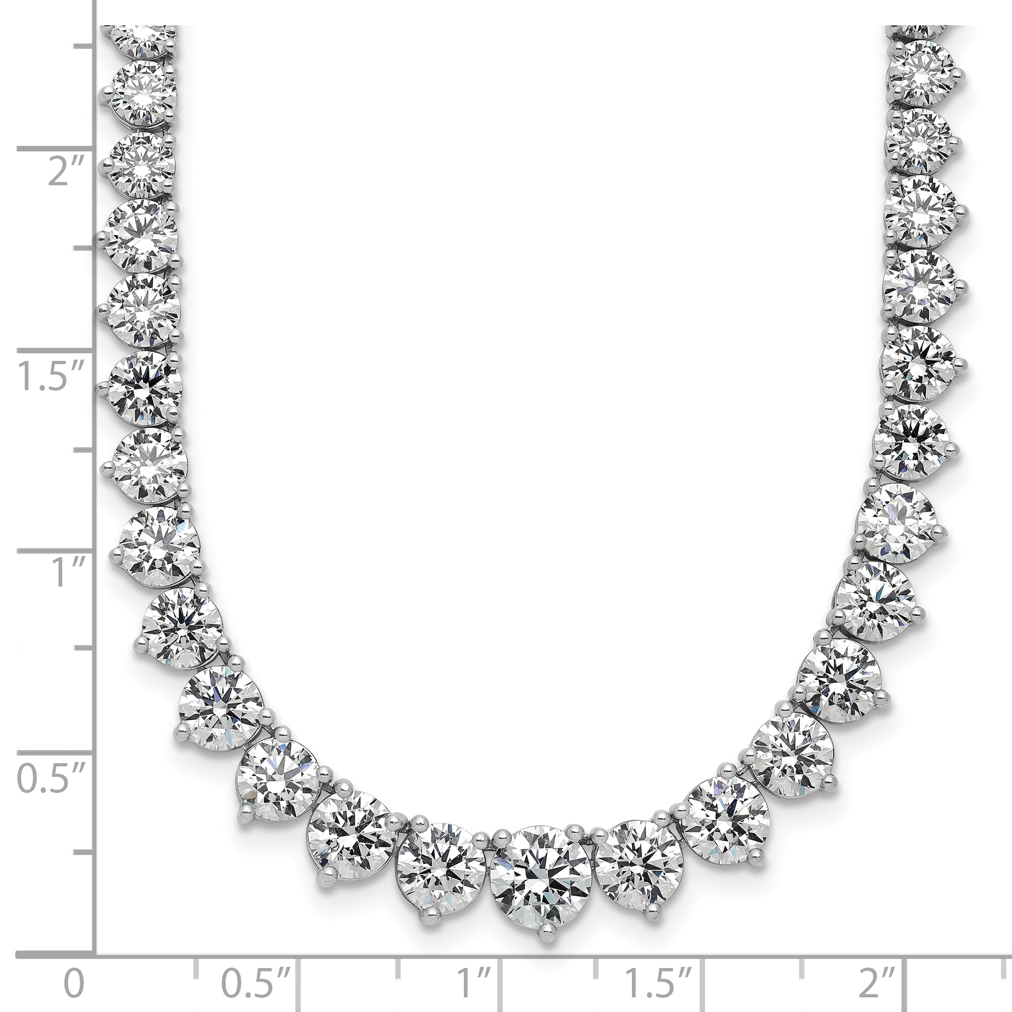 14k White Gold 27 3/4 carat Certified Lab Grown Diamond VS+ F+ Complete Round 16 inch Graduated Tennis Necklace