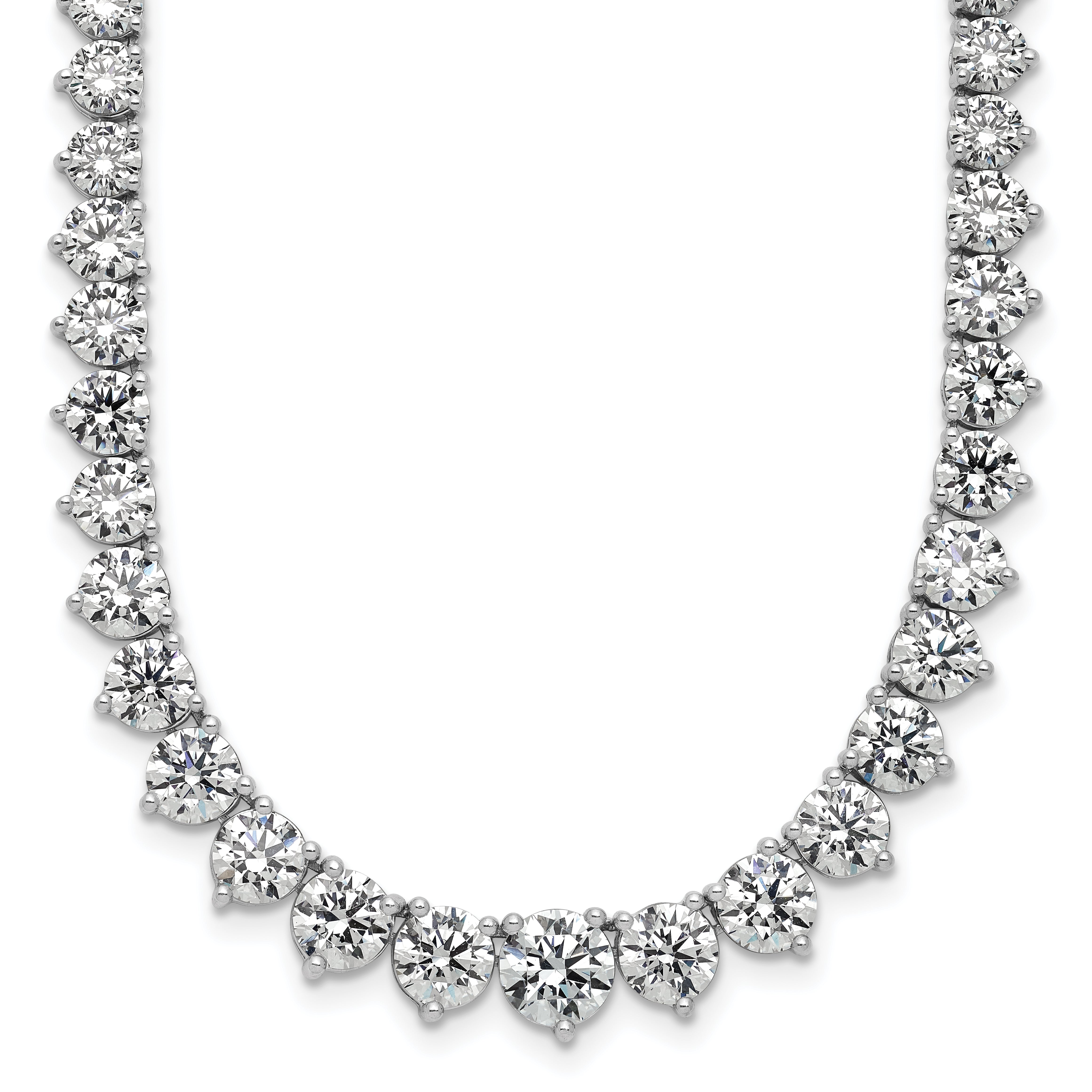 14k White Gold 27 3/4 carat Certified Lab Grown Diamond VS/SI+ G+ Complete Round 16 inch Graduated Tennis Necklace