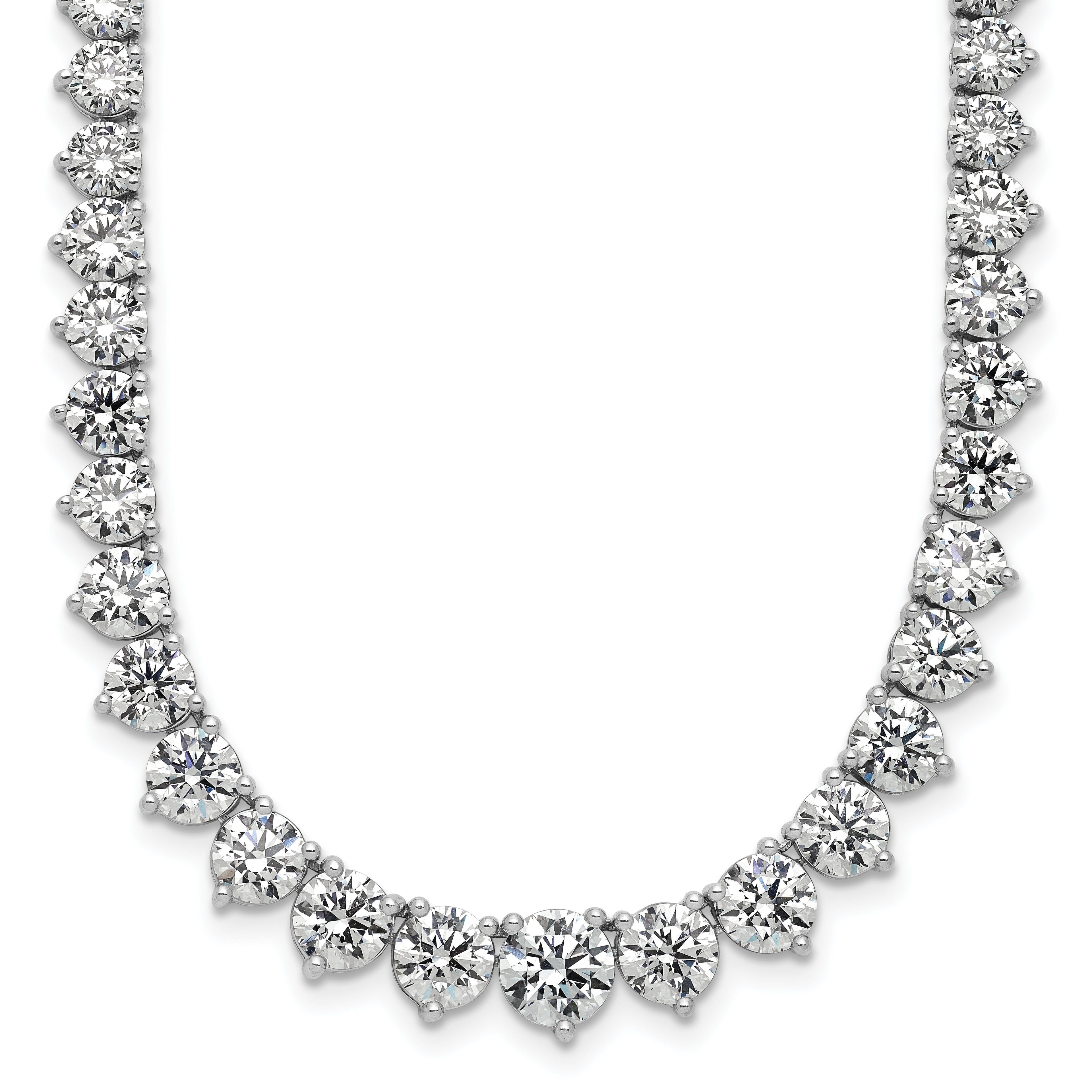 14k White Gold 27 3/4 carat Certified Lab Grown Diamond VS/SI+ G+ Complete Round 16 inch Graduated Tennis Necklace