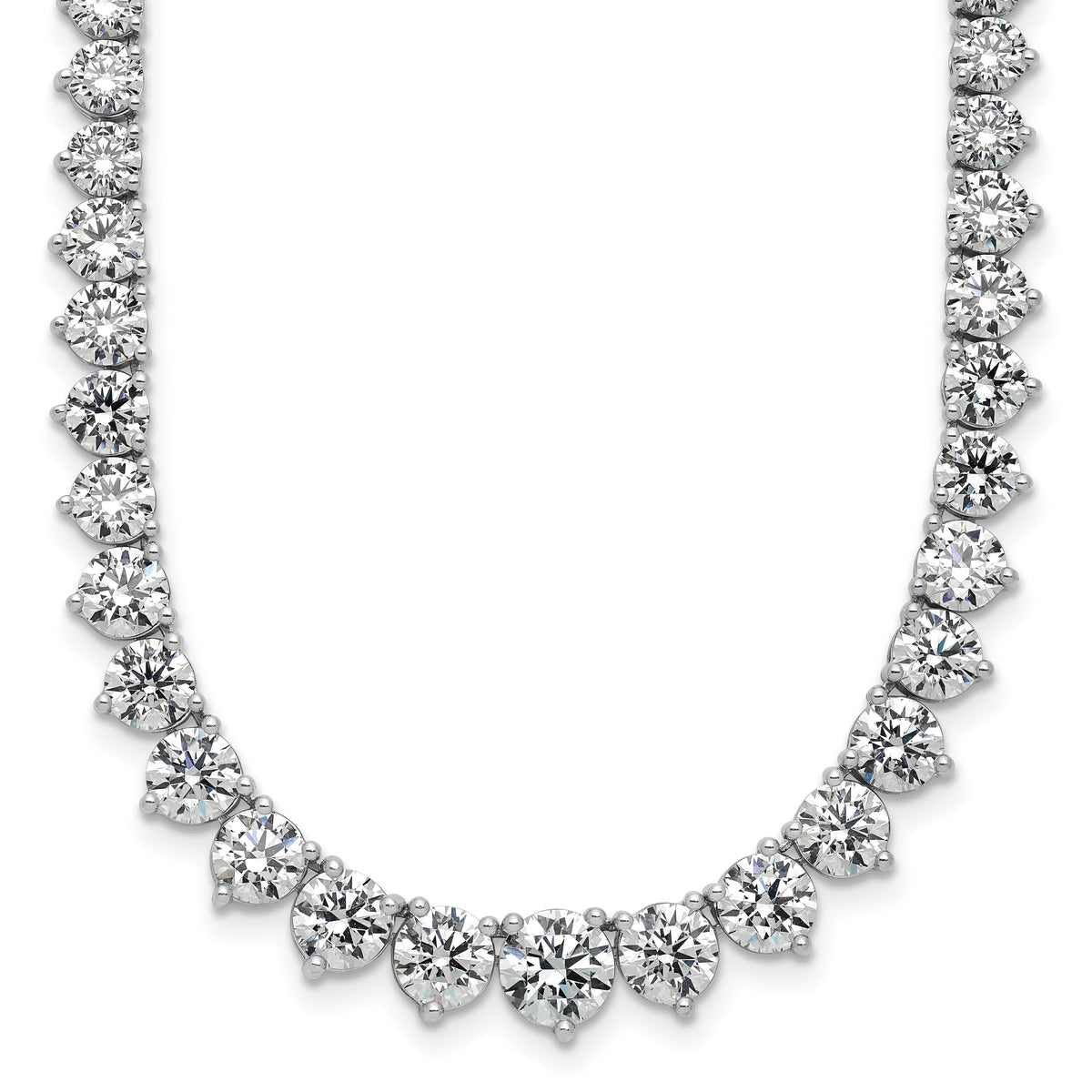 14k White Gold 27 3/4 carat Certified Lab Grown Diamond VS/SI+ G+ Complete Round 16 inch Graduated Tennis Necklace