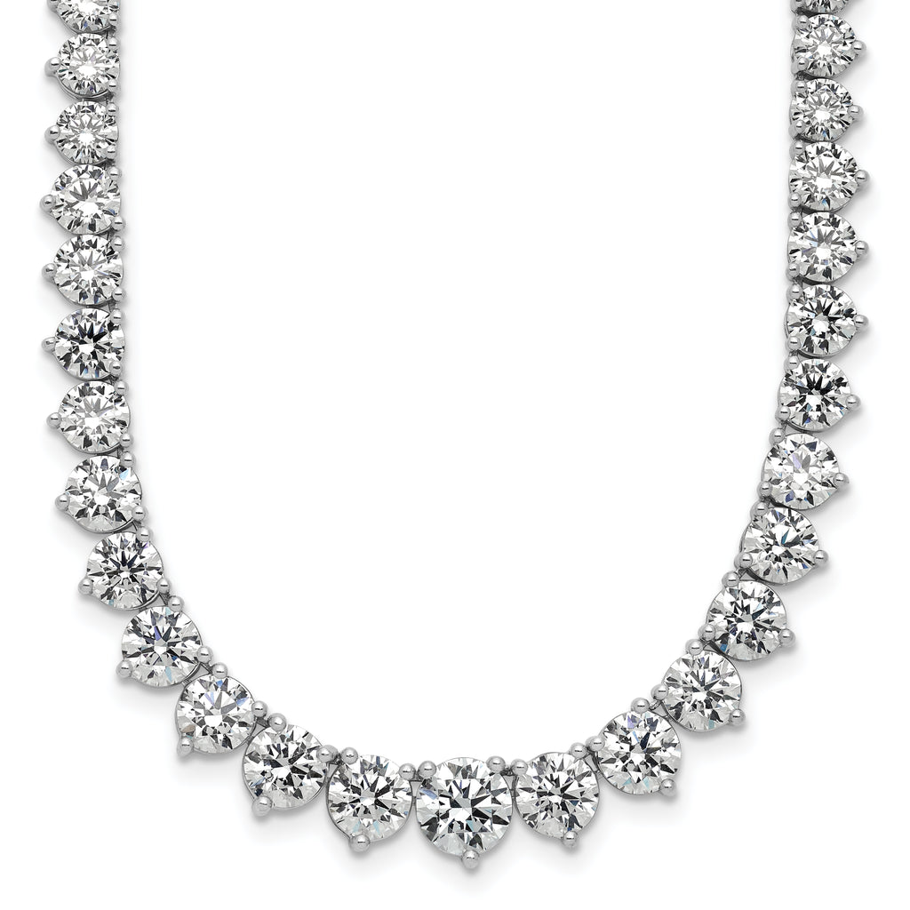 14k White Gold 27 3/4 carat Lab Grown Diamond VS+ F+ Complete Round 16 inch Graduated Tennis Necklace