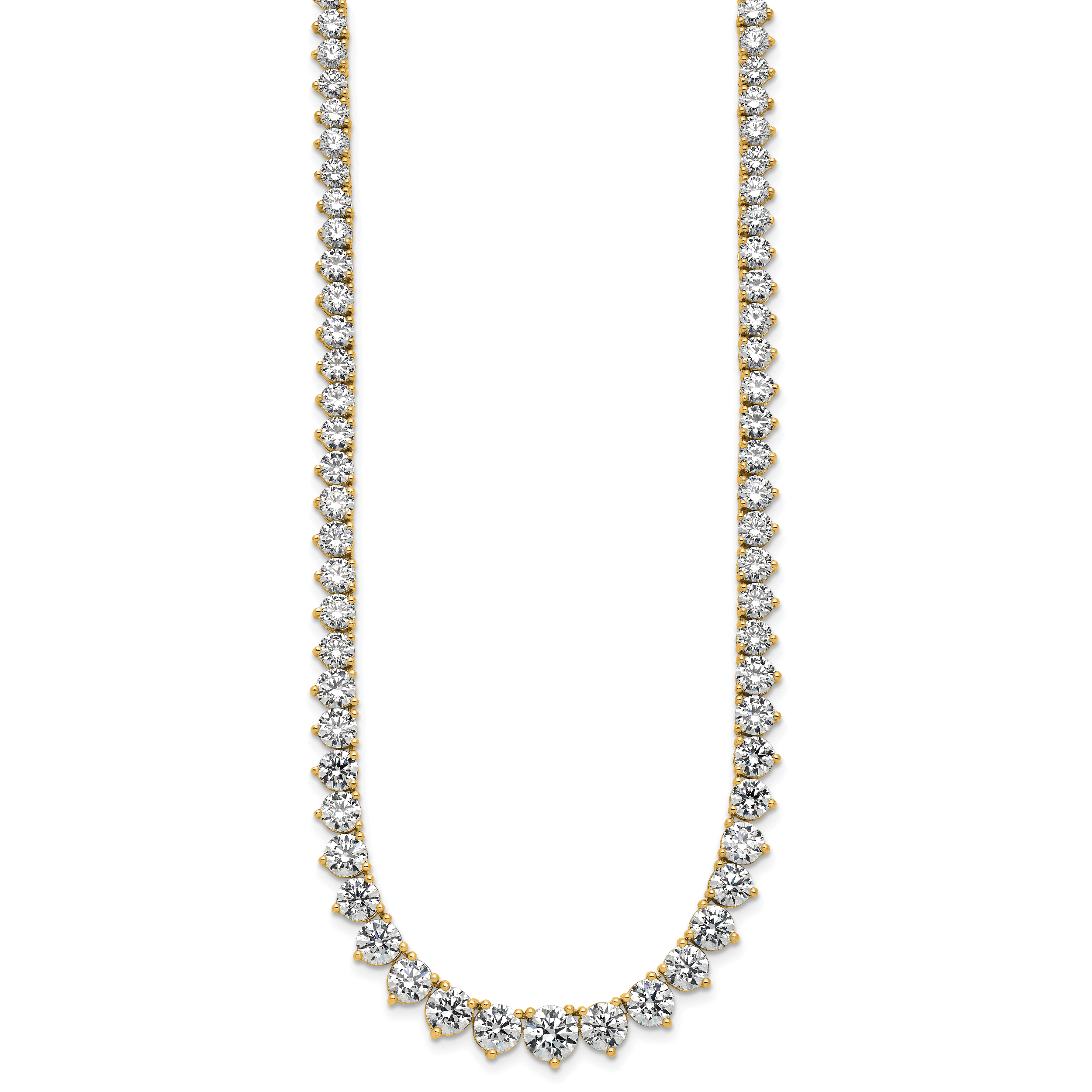 14k 27 3/4 carat Lab Grown Diamond VS+ F+ Complete Round 16 inch Graduated Tennis Necklace Secondary image