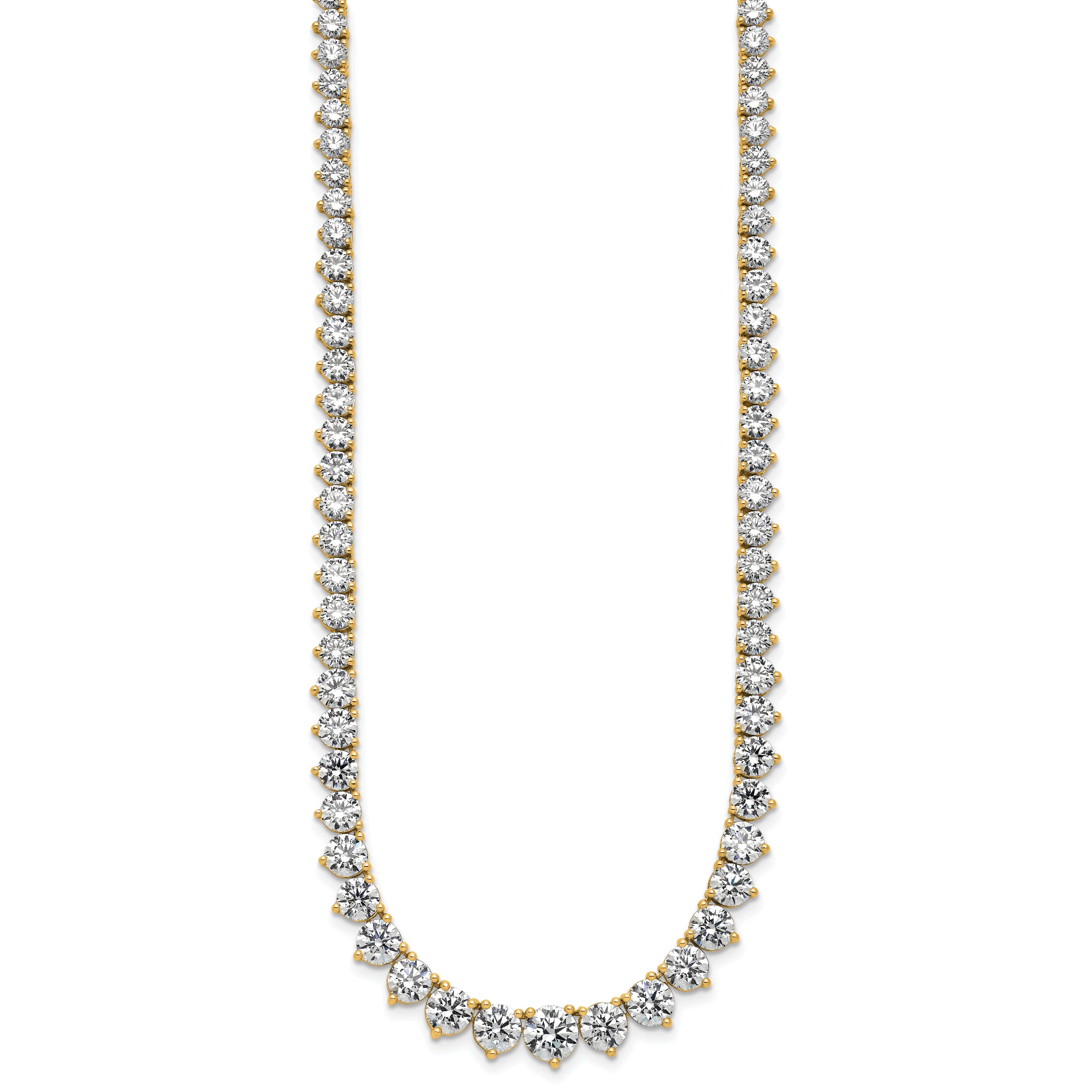 14k 27 3/4 carat Certified Lab Grown Diamond VS+ F+ Complete Round 16 inch Graduated Tennis Necklace
