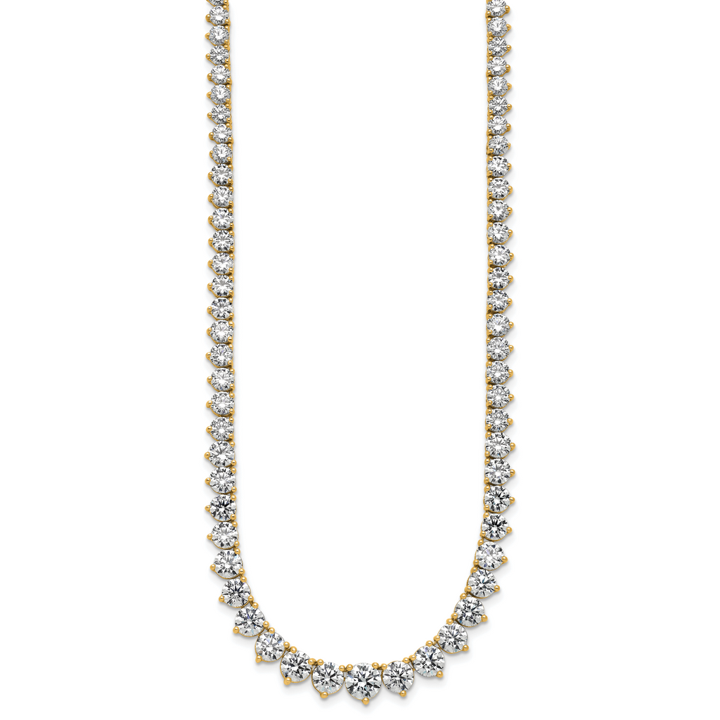 14k 27 3/4 carat Certified Lab Grown Diamond VS+ F+ Complete Round 16 inch Graduated Tennis Necklace