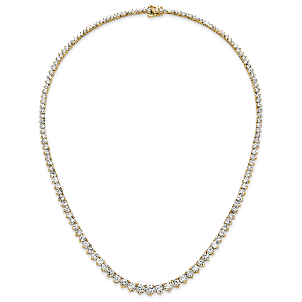 14k 27 3/4 carat Certified Lab Grown Diamond VS+ F+ Complete Round 16 inch Graduated Tennis Necklace