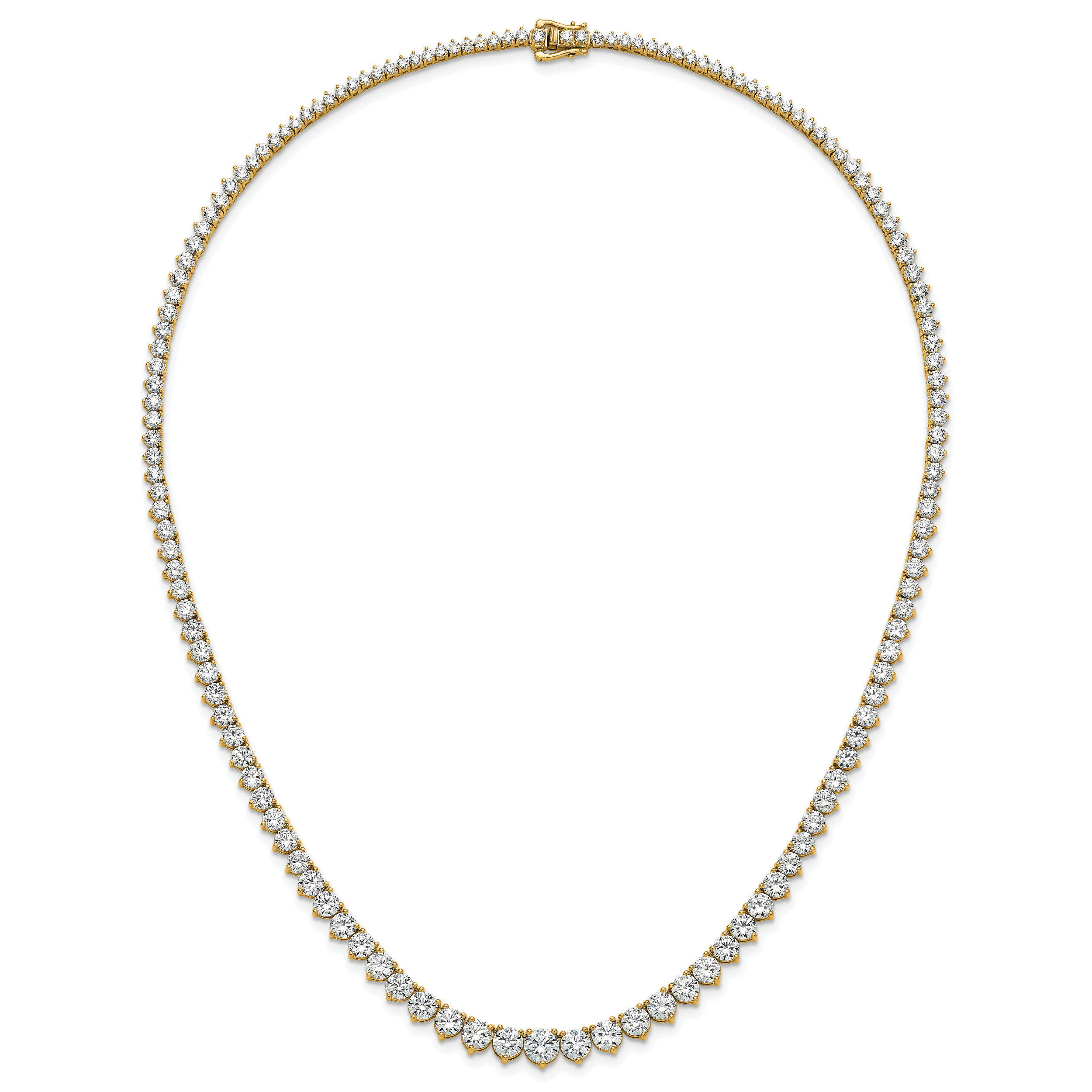 14k 27 3/4 carat Certified Lab Grown Diamond VS/SI+ G+ Complete Round 16 inch Graduated Tennis Necklace