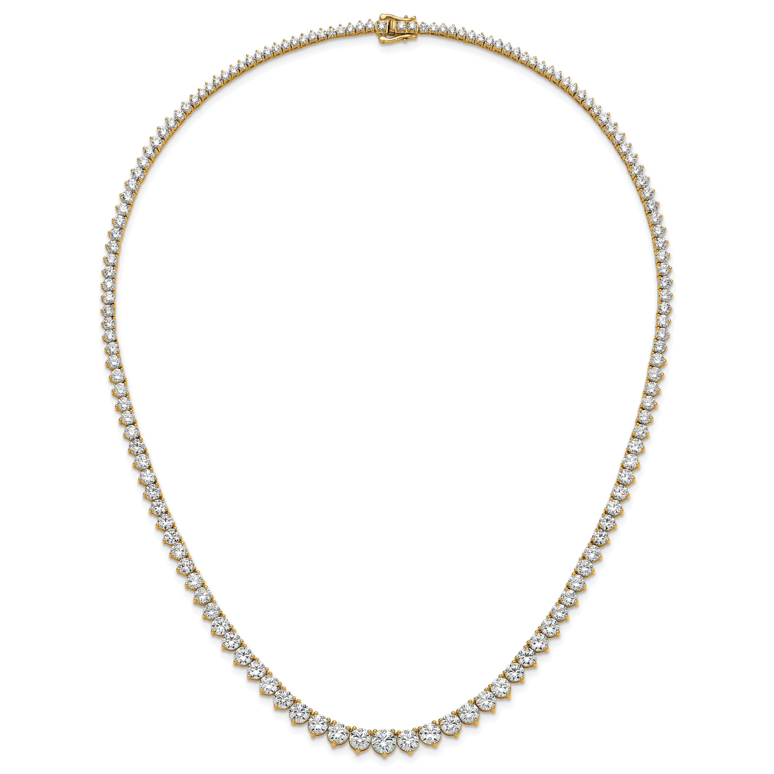 14k 27 3/4 carat Lab Grown Diamond VS/SI+ G+ Complete Round 16 inch Graduated Tennis Necklace