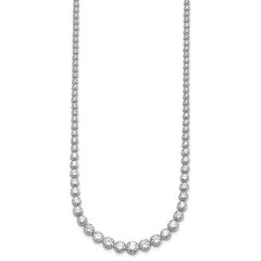 14k White Gold 10 carat Certified Lab Grown Diamond VS/SI+ G+ Complete Round 16 inch Graduated Tennis Necklace