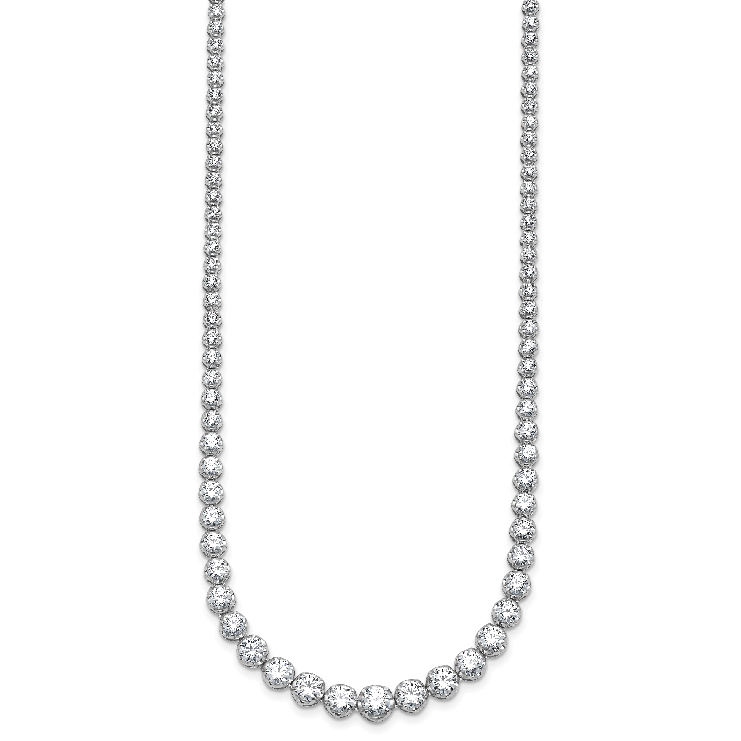 14k White Gold 10 carat Lab Grown Diamond VS/SI+ G+ Complete Round 16 inch Graduated Tennis Necklace Secondary image
