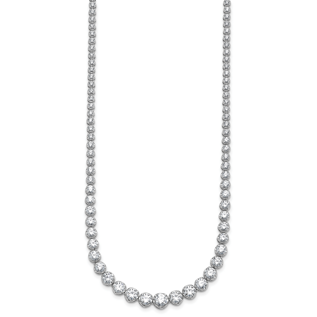 14k White Gold 10 carat Lab Grown Diamond VS+ F+ Complete Round 16 inch Graduated Tennis Necklace