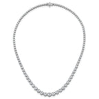 14k White Gold 10 carat Lab Grown Diamond VS+ F+ Complete Round 16 inch Graduated Tennis Necklace