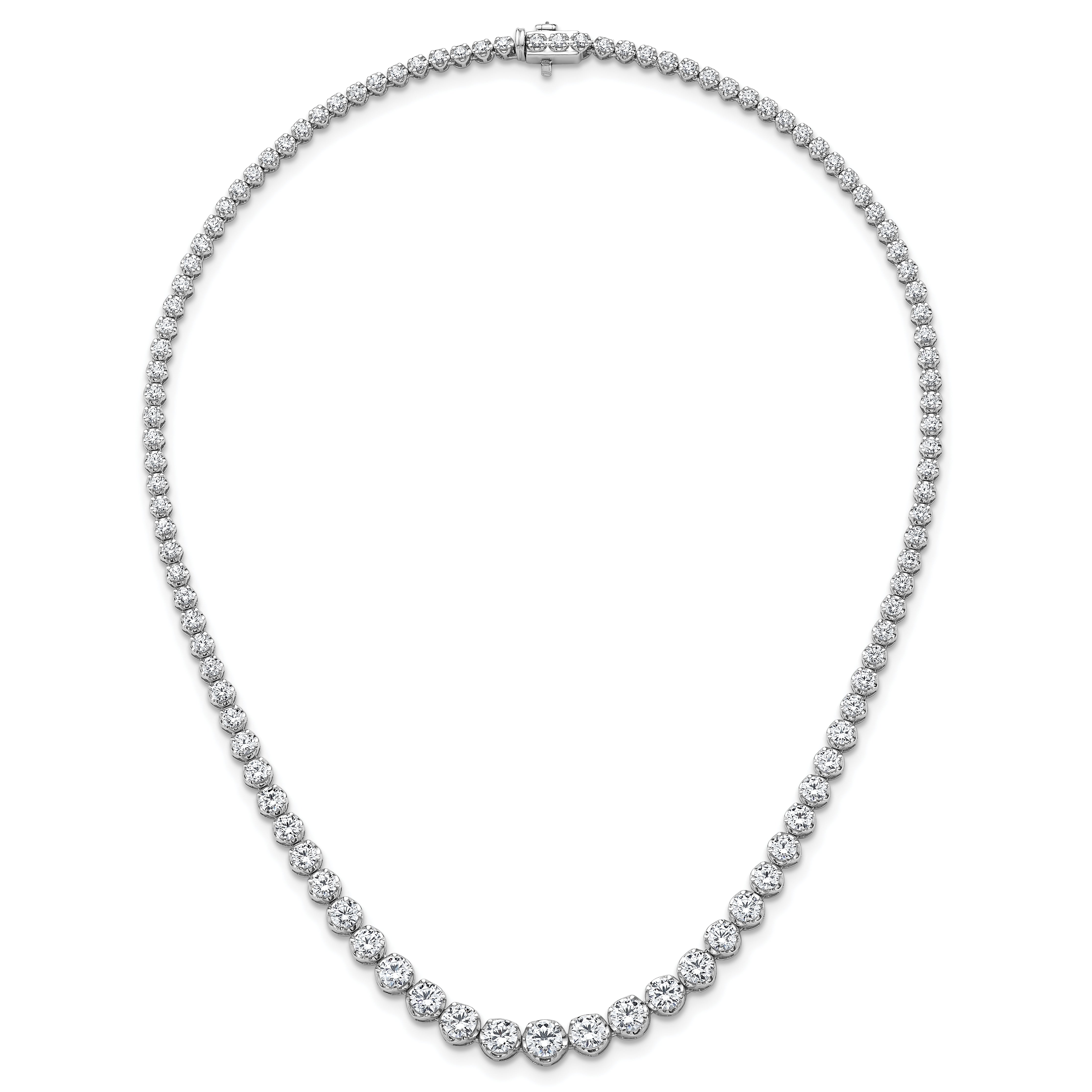 14k White Gold 10 carat Certified Lab Grown Diamond VS+ F+ Complete Round 16 inch Graduated Tennis Necklace
