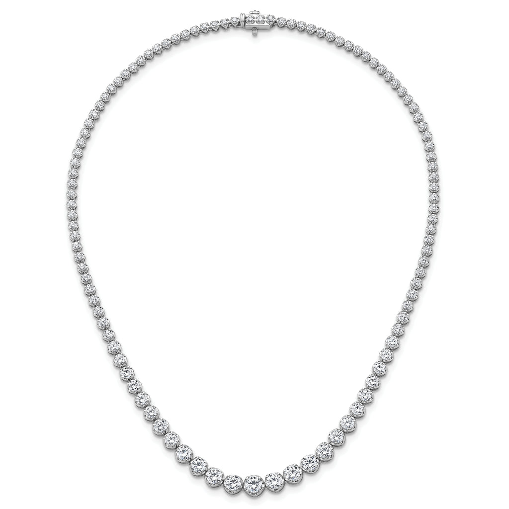 14k White Gold 10 carat Certified Lab Grown Diamond VS+ F+ Complete Round 16 inch Graduated Tennis Necklace